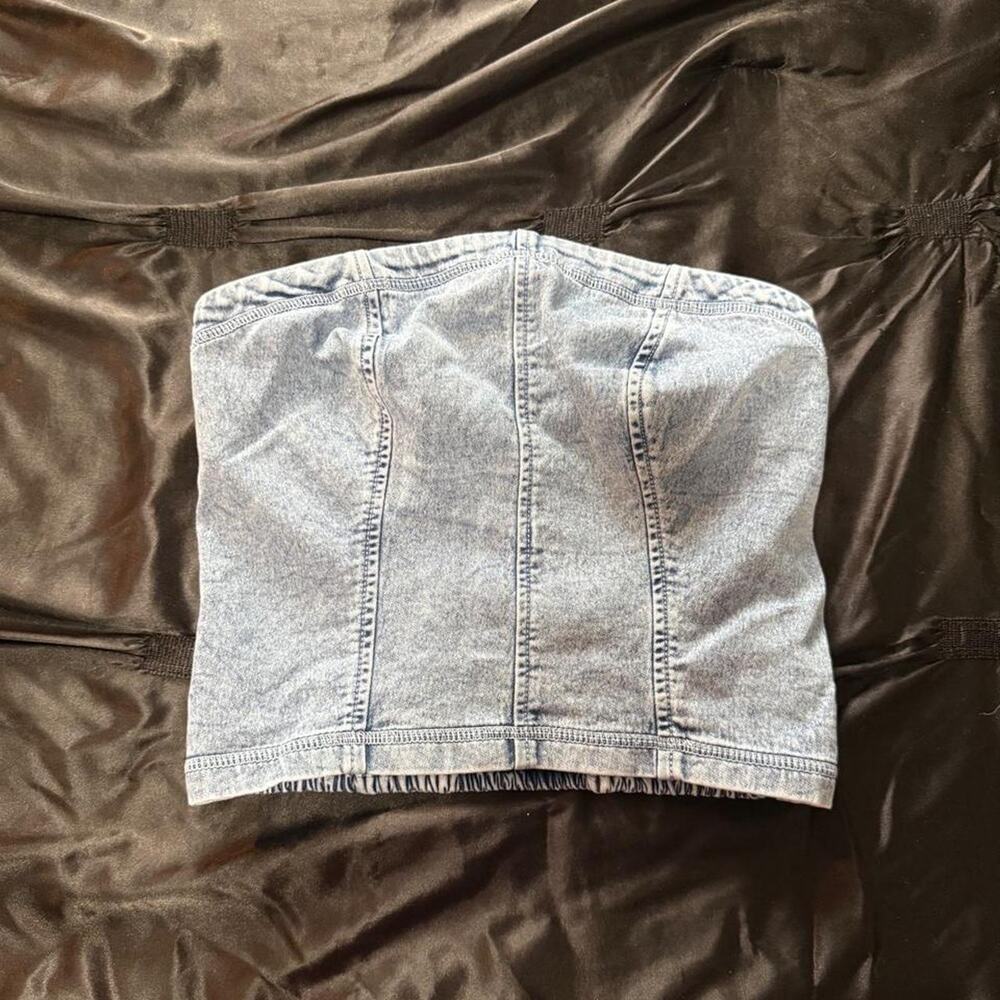 Aerie blue denim tube crop top